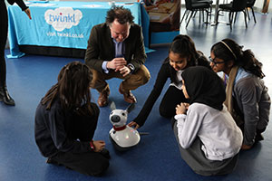 Students at national school competition learning about space and robotics