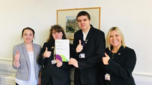 Abbot’s Lea School students with International School Award